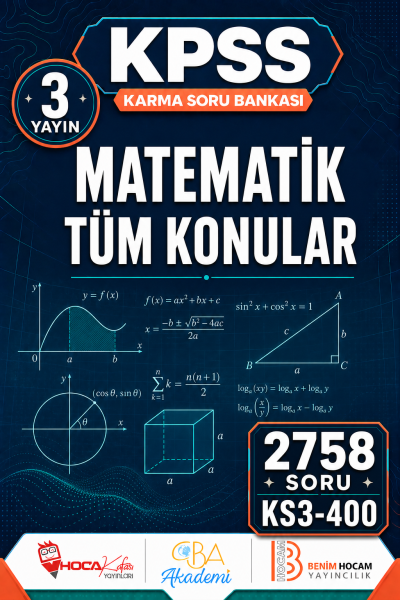 MATEMATİK TÜM KONULAR 3 Yayın 2758 Soru (Benim Hocam - CBA - Hoca Kafası Yayınları) Fenomen Fotokopi - YKS - KPSS - ALES