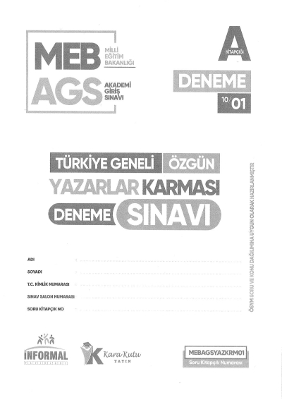 2025 MEB AGS TÜRKİYE GENELİ DENEME SINAVLARI KARAKUTU 1-2-3-4-6-7-8 DENEMELER (TAMAMI ÇÖZÜMLÜ) Fenomen Fotokopi - YKS - KPSS - ALES