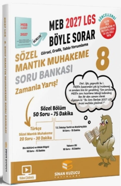 8. Sınıf 2027 Lgs Meb Böyle Sorar Sözel Mantık Muhakeme Soru Bankası Video Çözümlü Sinan Kuzucu Yayınları Fenomen Fotokopi - YKS - KPSS - ALES