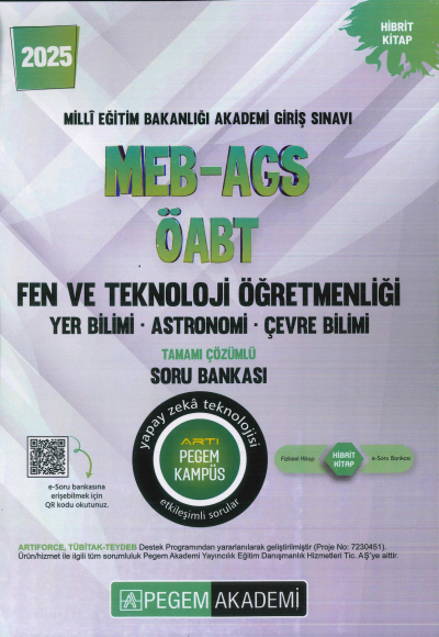 2025 MEB-AGS-ÖABT Fen ve Teknoloji Öğretmenliği Yer Bilimi - Astronomi- Çevre Bilimi Tamamı Çözümlü Soru Bankas Pegem Akademi Yayıncılık Fenomen Fotokopi - YKS - KPSS - ALES