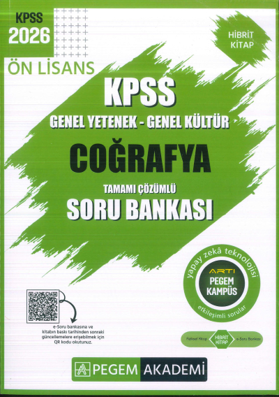 Ön Lisans KPSS Coğrafya Tamamı Çözümlü Soru Bankası Pegem Akademi Fenomen Fotokopi - YKS - KPSS - ALES