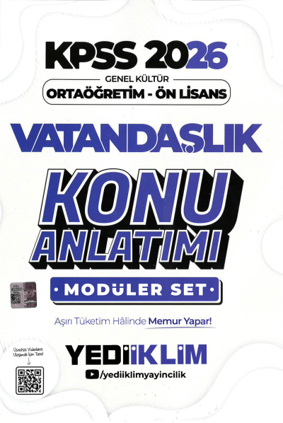 2026 KPSS Lise Ortaöğretim Ön Lisans Konu Anlatımlı Modüler VATANDAŞLIK Yediiklim Yayınları