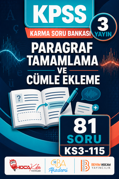 Paragraf Tamamlama ve Cümle Ekleme 3 Yayın 81 Soru (Benim Hocam - CBA - Hoca Kafası Yayınları) Fenomen Fotokopi - YKS - KPSS - ALES