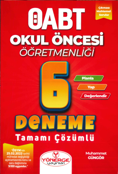 ÖABT Okul Öncesi Öğretmenliği 6 Deneme Çözümlü Yönerge Yayınları Fenomen Fotokopi - YKS - KPSS - ALES