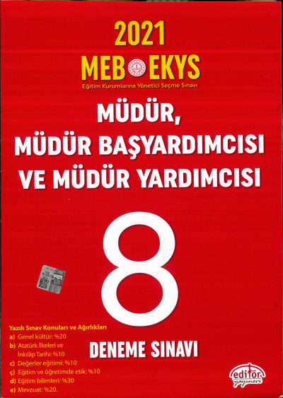 2021 MÜDÜR, MÜDÜR BAŞYARDIMCISI VE MÜDÜR YARDIMCISI SORU BANKASI 8 DENEME SINAVI Fenomen Fotokopi - YKS - KPSS - ALES