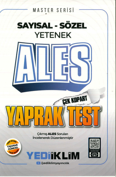 2025 Master Serisi ALES Sayısal-Sözel Yetenek Çek Kopart Yaprak Test Yediiklim Yayınları Fenomen Fotokopi - YKS - KPSS - ALES
