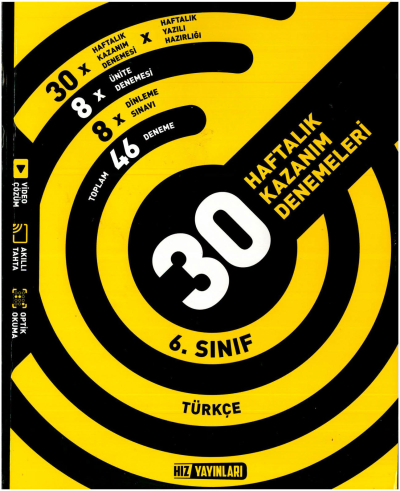 6.Sınıf Türkçe Haftalık Deneme Hız Yayınları Fenomen Fotokopi - YKS - KPSS - ALES