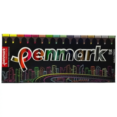 Penmark Fosforlu Kalem 16 Renk Set Süper Kutu