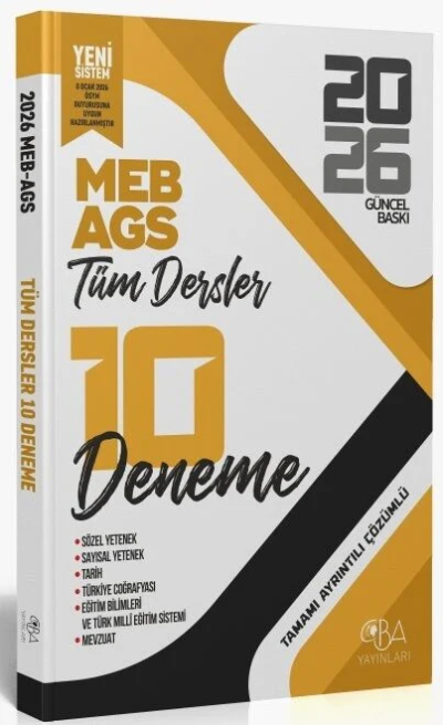 2026 MEB- AGS Tüm Dersler 10 Deneme Çözümlü CBA Yayınları Fenomen Fotokopi - YKS - KPSS - ALES