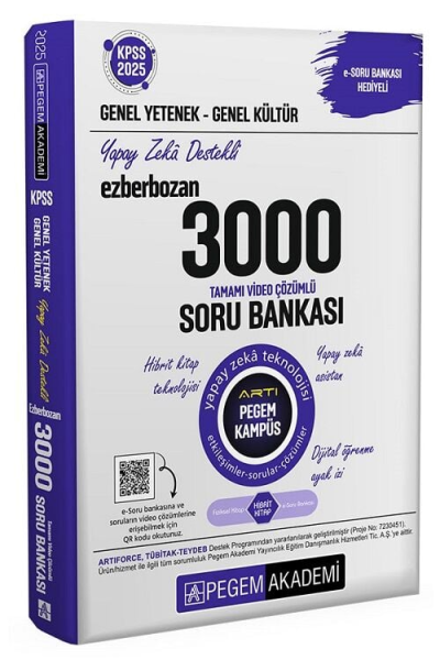 2025 KPSS Genel Yetenek Genel Kültür Ezberbozan 3000 Tamamı Çözümlü Soru Bankası Pegem Akademi Fenomen Fotokopi - YKS - KPSS - ALES