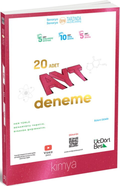 AYT Kimya 20 Deneme ÜçDörtBeş Yayınları Fenomen Fotokopi - YKS - KPSS - ALES