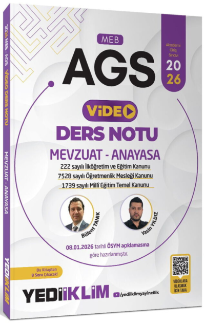 2026 MEB-AGS Mevzuat-Anayasa Video Ders Notu Yediiklim Yayınları