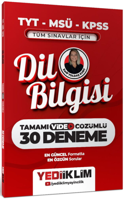 2027 TYT MSÜ KPSS Dil Bilgisi Tamamı Video Çözümlü Tüm Sınavlar için 30 Deneme Yediiklim Yayınları Fenomen Fotokopi - YKS - KPSS - ALES