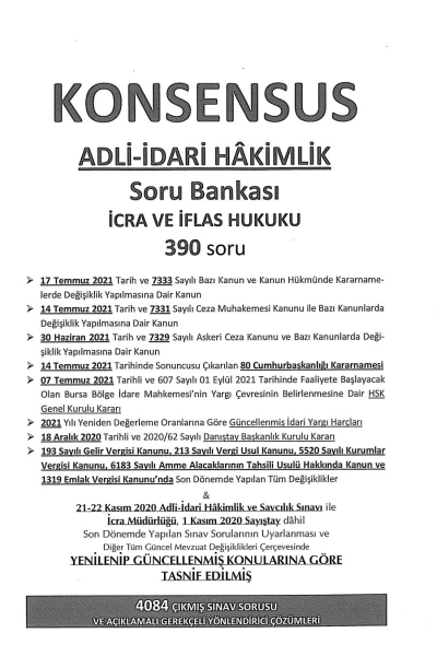 KONSENSUS ADLİ İDARİ HAKİMLİK SORU BANKASI İCRA VE İFLAS HUKUKU