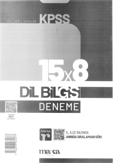 DİL BİLGİSİ 15*8 DENEME VİDEO ÇÖZÜMLÜ Fenomen Fotokopi - YKS - KPSS - ALES