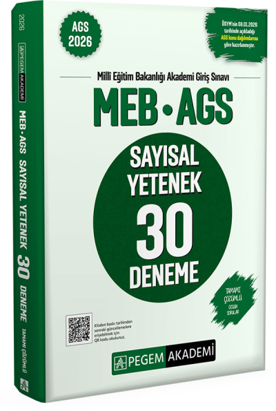 2026 MEB-AGS Sayısal Yetenek 30 Deneme Çözümlü Pegem Akademi Yayınları Fenomen Fotokopi - YKS - KPSS - ALES