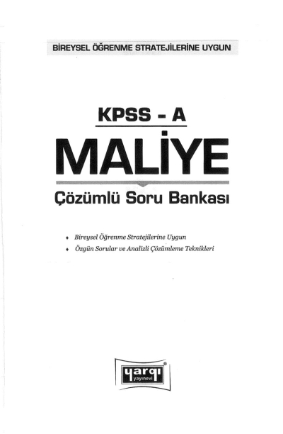 MALİYE ÇÖZÜMLÜ SORU BANKASI Fenomen Fotokopi - YKS - KPSS - ALES