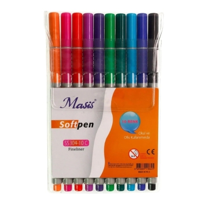 Masis Fineliner Softpen Kalem 10 Renk Pvc S5304-10c Fenomen Fotokopi - YKS - KPSS - ALES