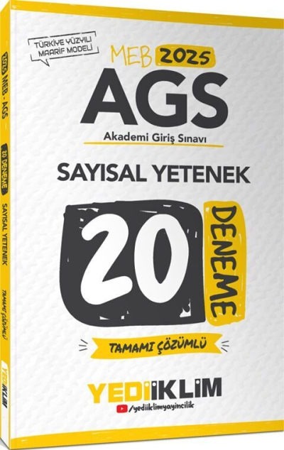 2025 MEB AGS Sayısal Yetenek Tamamı Çözümlü 20 Deneme Yediiklim Yayınları Fenomen Fotokopi - YKS - KPSS - ALES