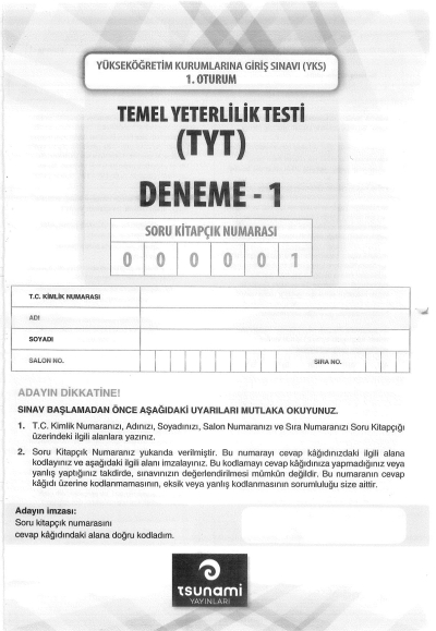 5Lİ TYT DENEME Fenomen Fotokopi - YKS - KPSS - ALES
