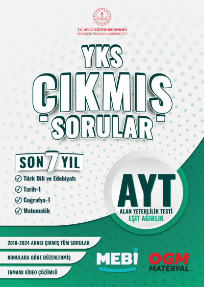 AYT Eşit Ağırlık ( Türk Dili - Tarih - Coğrafya - Mat) Çıkmış Sorular 2018-2024 MEBİ Fenomen Fotokopi - YKS - KPSS - ALES