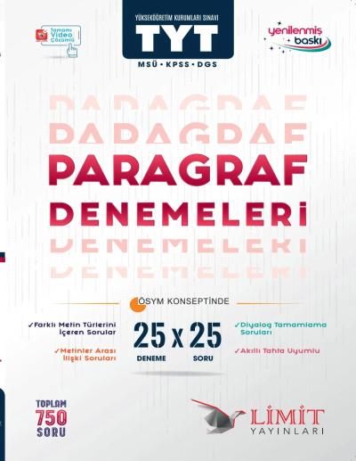 TYT Paragraf 25 X 25 Denemeleri Limit Yayınları Fenomen Fotokopi - YKS - KPSS - ALES