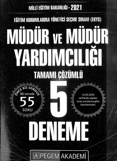 MÜDÜR VE MÜDÜR YARDIMCILIĞI 5 DENEME TAMAMI ÇÖZÜMLÜ Fenomen Fotokopi - YKS - KPSS - ALES