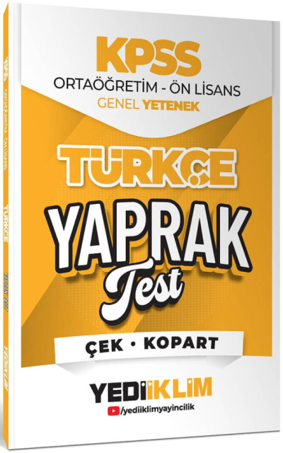 2026 KPSS Ortaöğretim-Önlisans Türkçe Çek Kopart Yaprak Test Yediiklim Yayınları Fenomen Fotokopi - YKS - KPSS - ALES