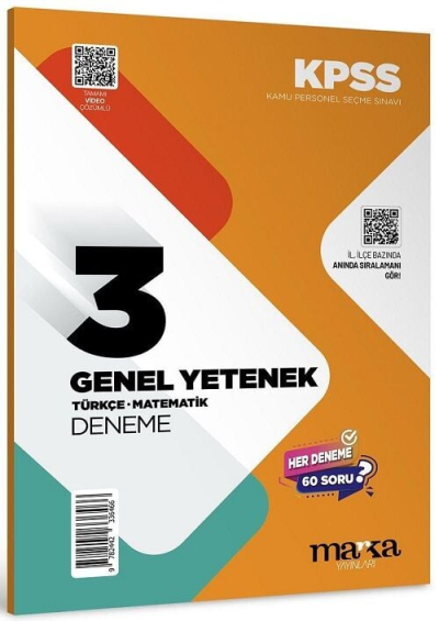 KPSS Türkçe Matematik Genel Yetenek Video Çözümlü 3 Deneme Sınavı Marka Yayınları Fenomen Fotokopi - YKS - KPSS - ALES