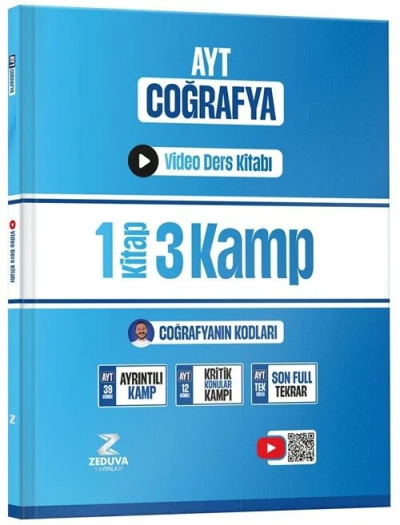 Coğrafyanın Kodları AYT Coğrafya 1 Kitap 3 Kamp Video Ders Kitabı Zeduva Yayınları Fenomen Fotokopi - YKS - KPSS - ALES