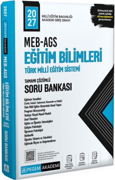 MEB AGS Eğitim Bilimleri ve Türk Millî Eğitim Sistemi Soru Bankası Pegem Yayınları Fenomen Fotokopi - YKS - KPSS - ALES