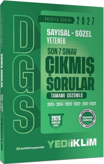 2027 DGS Sayısal Sözel Yetenek Son 7 Sınav Tamamı Çözümlü Çıkmış Sorular Yediiklim Yayınları Fenomen Fotokopi - YKS - KPSS - ALES