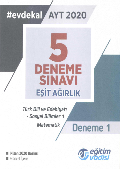 AYT Eşit Ağırlık 5 Deneme Sınavı Fenomen Fotokopi - YKS - KPSS - ALES