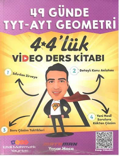 49 GÜNDE TYT-AYT GEOMETRİ 4*4'lÜK VİDEO DERS KİTABI YAŞAR HOCA MATHMAN Fenomen Fotokopi - YKS - KPSS - ALES