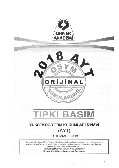 2018-2019-2020 AYT Denemesi Fenomen Fotokopi - YKS - KPSS - ALES