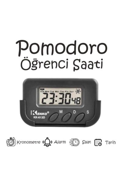 Kenko Pomodoro Öğrenci Saati - Kronometreli Ders Çalışma Saati - Dijital Masa Saati Kenko KK-613D Fenomen Fotokopi - YKS - KPSS - ALES