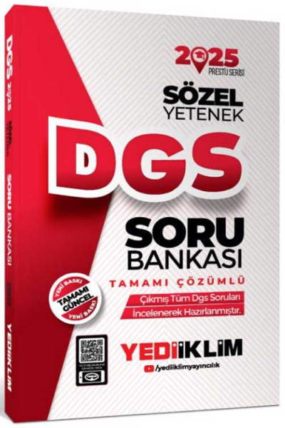 2025 DGS Sözel Yetenek Tamamı Çözümlü Soru Bankası Yediiklim Yayınları Fenomen Fotokopi - YKS - KPSS - ALES