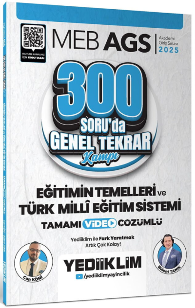 2025 MEB AGS Eğitimin Temelleri ve Türk Milli Eğitim Sistemi 300 Soruda Tamamı Video Çözümlü Genel Tekrar Kampı Yediiklim Yayınları Fenomen Fotokopi - YKS - KPSS - ALES