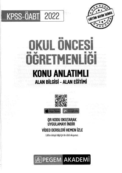 OKUL ÖNCESİ ÖĞRETMENLİĞİ KONU ANLATIMLI ALAN BİLGİSİ- ALAN EĞİTİMİ Fenomen Fotokopi - YKS - KPSS - ALES