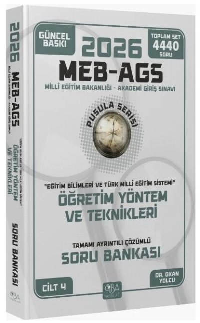 2026 MEB-AGS Eğitim Bilimleri Öğretim Yöntem ve Teknikleri Soru Bankası Çözümlü Pusula Serisi CBA Yayınları Fenomen Fotokopi - YKS - KPSS - ALES