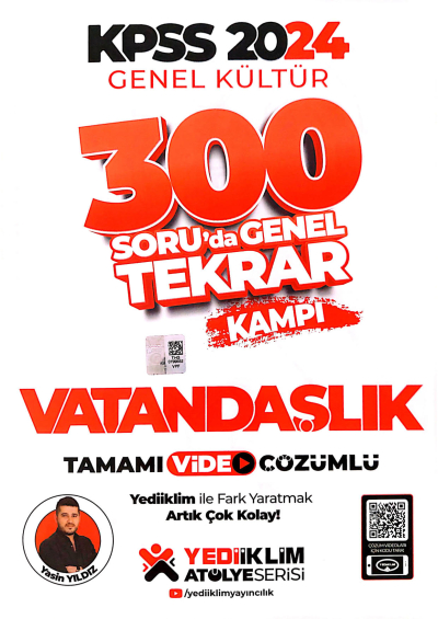 2024 KPSS Genel Kültür Vatandaşlık 300 Soruda Tamamı Video Çözümlü Genel Tekrar Kampı Yediiklim Yayınları Fenomen Fotokopi - YKS - KPSS - ALES
