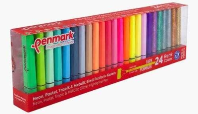 Penmark Fosforlu Kalem 24 Lü Süper Kutu 6 Neon+6 Pastel+6 Tropik+6 Simli Fenomen Fotokopi - YKS - KPSS - ALES