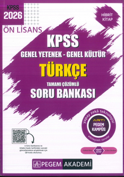 Ön Lisans KPSS Türkçe Tamamı Çözümlü Soru Bankası Pegem Akademi Fenomen Fotokopi - YKS - KPSS - ALES