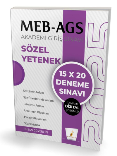 2025 MEB-AGS Sözel Yetenek 15x20 Deneme Çözümlü Pelikan Yayınları Fenomen Fotokopi - YKS - KPSS - ALES