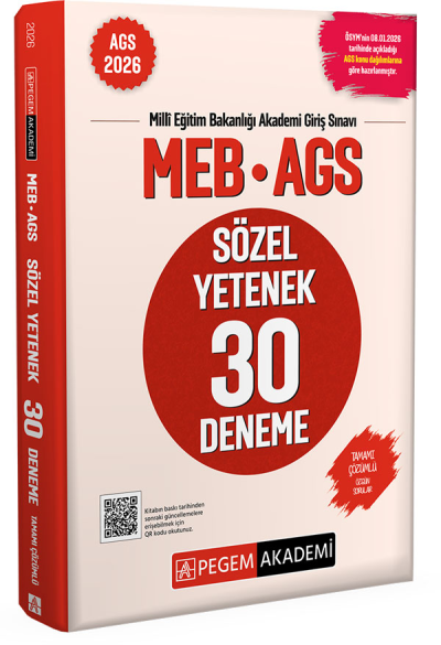 2026 MEB-AGS Sözel Yetenek 30 Deneme Çözümlü Pegem Akademi Yayınları Fenomen Fotokopi - YKS - KPSS - ALES