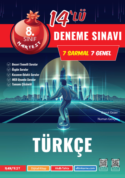 8. Sınıf Türkçe 14`lü Deneme Sınavı Nartest Yayınları