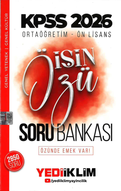 2026 Kpss Ortaöğretim-Önlisans İşin Özü Tek Kitap Soru Bankası Yediiklim Yayınları Fenomen Fotokopi - YKS - KPSS - ALES