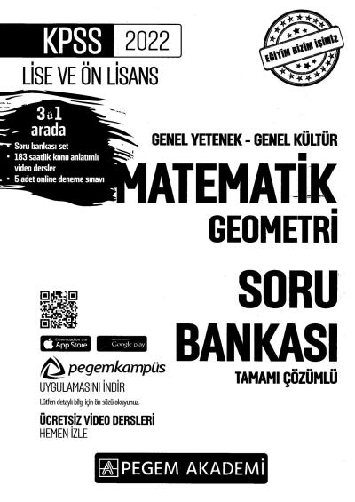 2022 KPSS LİSE VE ÖNLİSANS MATEMATİK GEOMETRİ SORU BANKASI Fenomen Fotokopi - YKS - KPSS - ALES