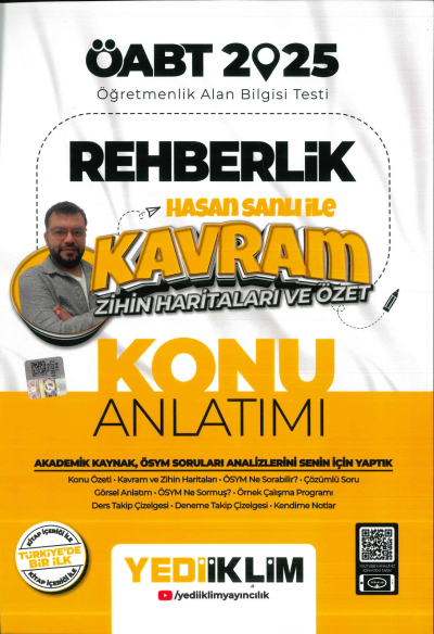 2025 ÖABT Rehberlik Hasan Sanlı ile Kavram Zihin Haritaları ve Özet Konu Anlatımı Yediiklim Yayınları Fenomen Fotokopi - YKS - KPSS - ALES