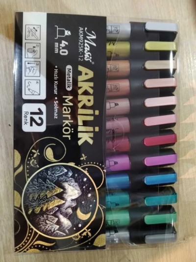 Masis AKRİLİK METALİK MARKÖRÜ 12 Lİ AKM925K-12 Fenomen Fotokopi - YKS - KPSS - ALES